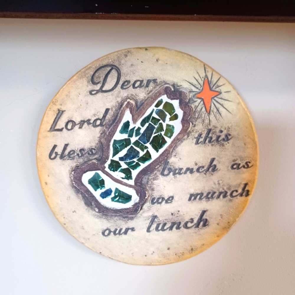 VINTAGE WALL ART ,STONE PLAGUE INDOOR/OUTDOOR